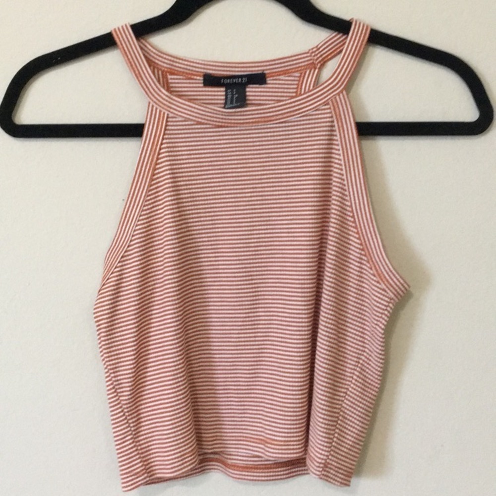 ❤️ Forever 21 Burnt Orange Striped Crop Top